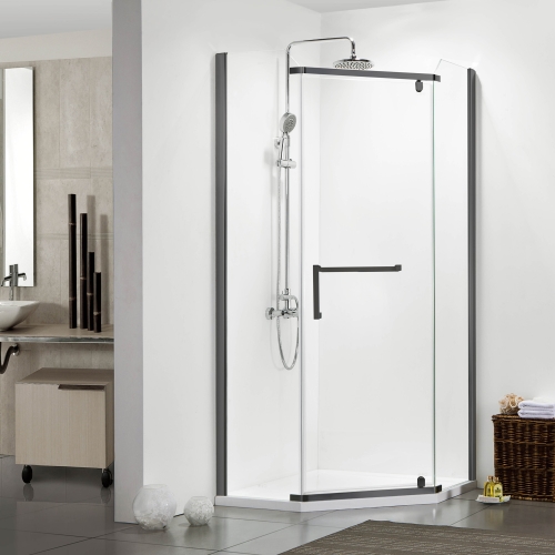 Душевое ограждение Azario Edmonton 90*90 стекло прозрачное, профиль черный фото 2