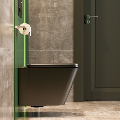 Унитаз подвесной безободковый SOLE CUBE 2 Black черный матовый фото 5