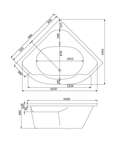 Акриловая ванна Santek Мелвил 140*140 фото 4
