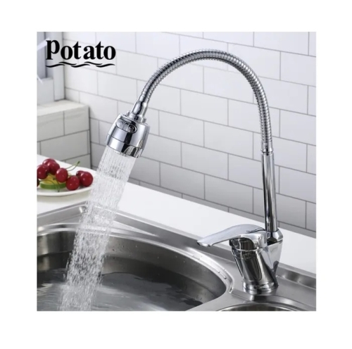 Смеситель для кухни с гибким изливом Potato P5813 хром фото 5