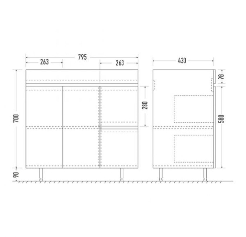 Тумба с раковиной Мирсант NEXT 80, 90, 100 напольная фото 6