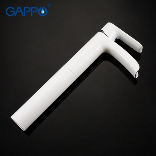 Смеситель с каскадным изливом высокий для раковины Gappo Noar G1048-31 белый/хром фото 4