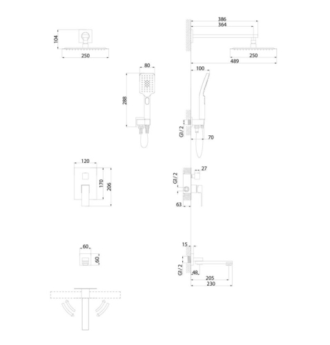 Душевая система скрытого монтажа Grossman Style 501.K35.05.120 брашированный никель фото 4