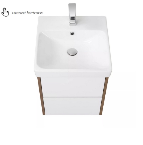 Тумба с раковиной Aquaton Сканди 45, 55, 70, 80, 90 Белый Глянцевый/Дуб Рустикальный фото 4