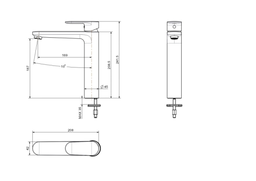 Смеситель высокий для раковины Aquatek Ника AQ1804BGM, оружейная сталь фото 5