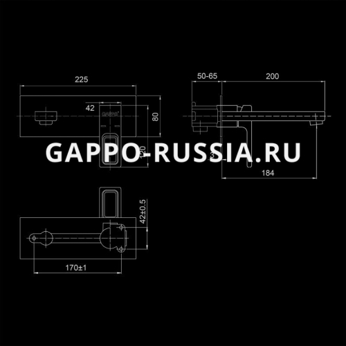 Смеситель со стены для раковины Gappo Futura G1017-16 черный фото 2