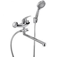 Смеситель для ванны с длинным изливом Paini Smile 39CR112P19CAKM, хром + лейка, шланг, крепление