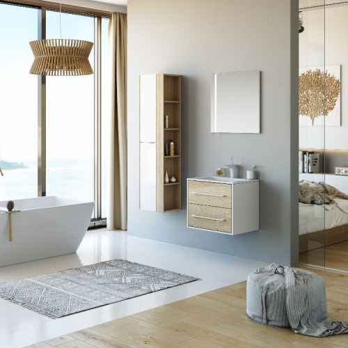 Тумба с умывальником Aqwella Miami 60 75 100 подвесная светлое дерево фото 2