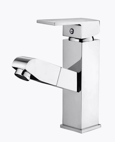 Смеситель с выдвижной лейкой на умывальник Ledeme L1055-20 хром