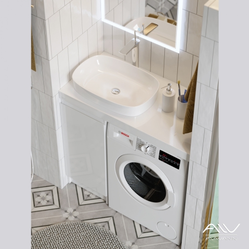 Тумба с раковиной Alavann Soft 100 (Ум Купер 56) напольная белая фото 4