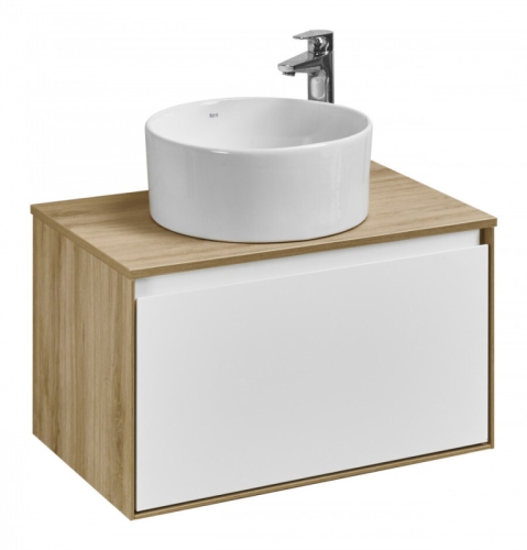 Тумба под раковину Aquaton Либерти 70, 90 Дуб Эльвезия/Белый глянец, столешница Дуб Эльвезия фото 2