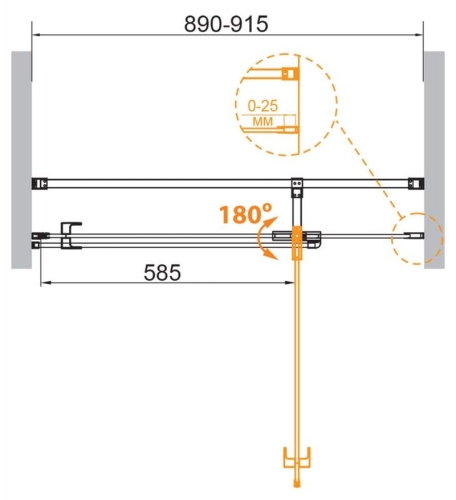 Душевая дверь Cezares VALVOLA-B-1 80 90 100 прозрачная хром  фото 2