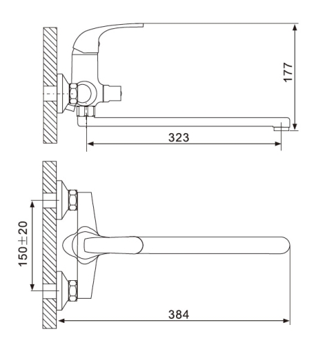 Смеситель для ванны Gappo Vantto G2236 хром (с лейкой и шлангом) фото 3