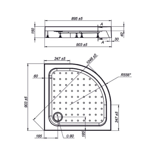 Поддон акриловый Mirsant (Nova) Neo 90*90 фото 2