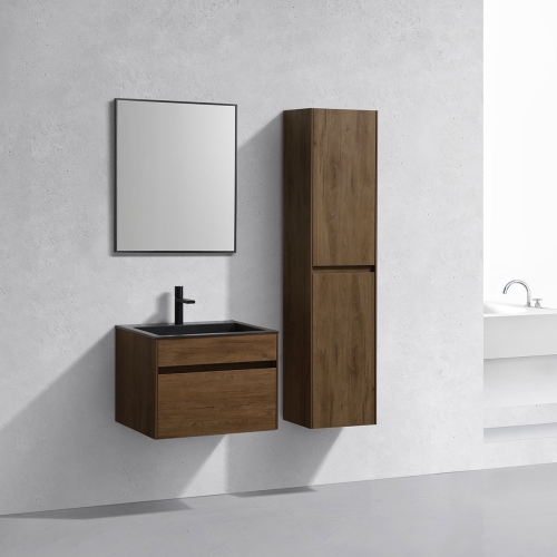 Тумба с раковиной Vincea Chiara 60, 80, 100 Т.Oak Дуб Табак, подвесная, раковина черная фото 2