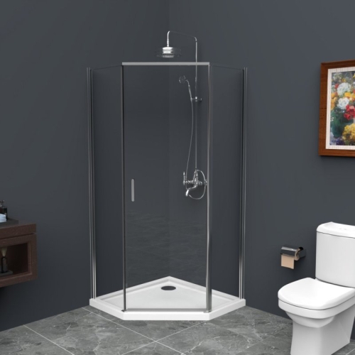 Душевое ограждение BelBagno Uno-195-P-1 80*80, 90*90, 100*100 стекло прозрачное, шиншилла