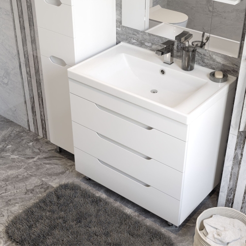 Тумба с умывальником Мирсант Soho Quadro/2 80, 100 напольная с доводчиком фото 4