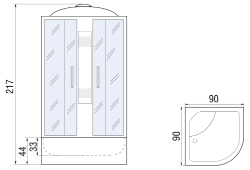 Душевая кабина River AMUR 90/44 МТ 90*90 высокий поддон фото 2