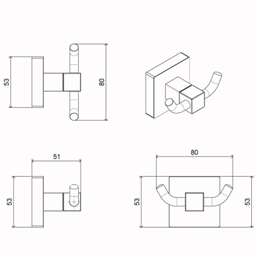 Крючок двойной Azario Rina AZ-87005B, хром фото 2