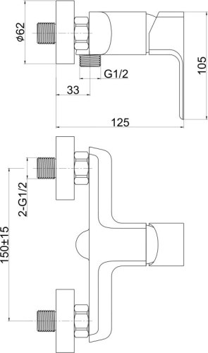 Смеситель для душа Cersanit Geo 63041 хром (без душевого гарнитура) фото 5