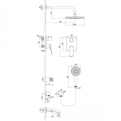 Смеситель встроенный для ванны на 3 полож Lemark Bronx LM3722GM графит фото 2