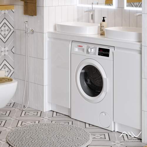 Тумбы с двумя раковинами Alavann Soft 130 (Ум Купер 56) напольные белые фото 2