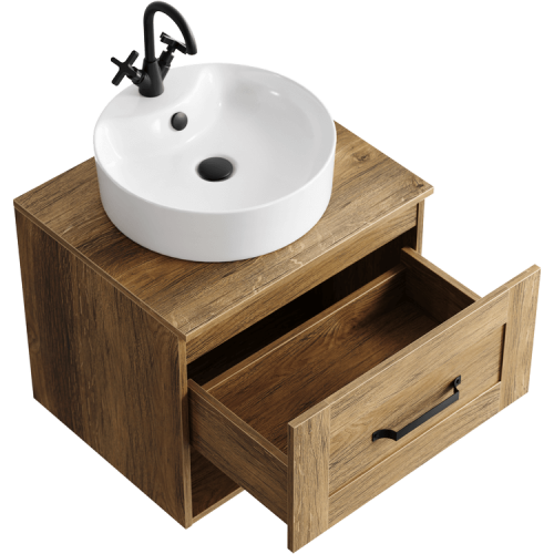 Тумба со столешницей Aqwella Craft 60, 80, 100 подвесная дуб балтийский (раковина приобретается отдельно) фото 2