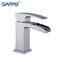 Смеситель с каскадным изливом для раковины Gappo Jacob G1007-20 хром