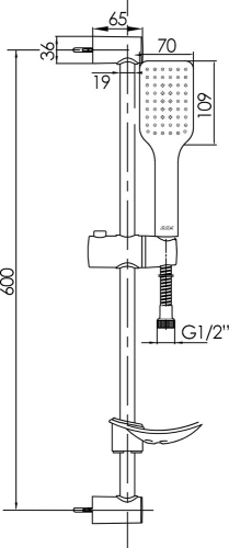 Душевой гарнитур E.C.A Tiera Sliding Rail Hand Shower Set 102146029EX (стойка, лейка 1 режим, шланг 150) фото 2 Душевой гарнитур E.C.A Tiera Sliding Rail Hand Shower Set 102146029EX (стойка, лейка 1 режим, шланг 150) фото 2