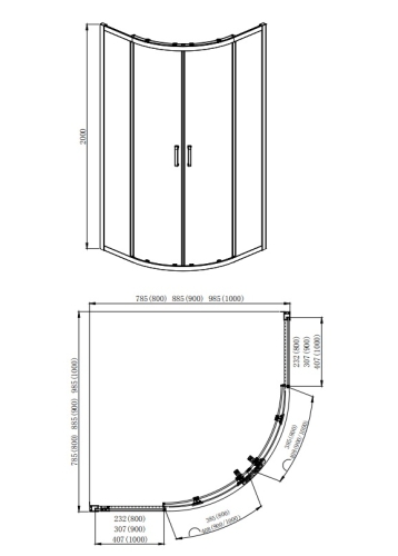 Душевой угол Aquatek ARI RO 08020CH (09020, 10020) 80*80, 90*90, 100*100 стекло прозрачное фото 3