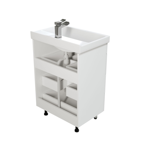 Тумба с умывальником Мирсант Soho Quadro 60 - Fest (узкая) напольная, без доводчика фото 5