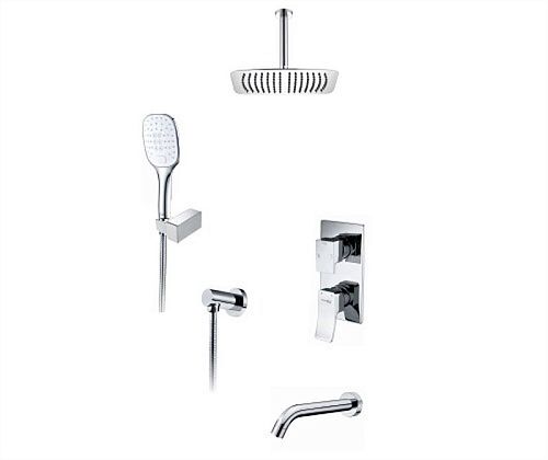 Встроенный смеситель для ванны на 3 положения Wasserkraft A171668 (душевой комплект) хром