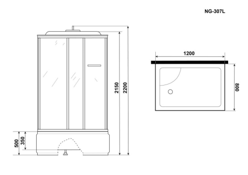 Душевая кабина Niagara Ультра NG-307-01L 120*80*220 высокий поддон(50см),стекло матовое фото 6