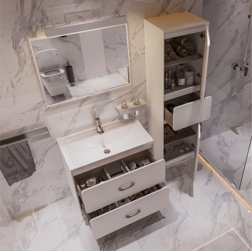 Тумба с раковиной Mirsant Viva 80, 100 подвесная, белая фото 7