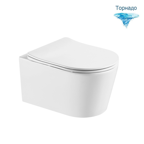 Унитаз подвесной безободковый Aquatek ОБЕРОН AQ1365T-00, смыв Торнадо