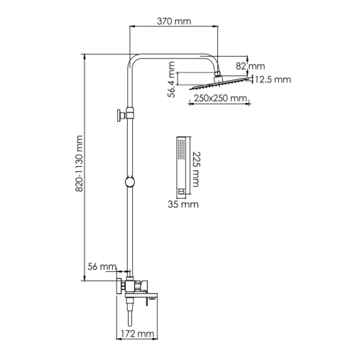 Душевая система Wasserkraft A277.255.218.BM черный Soft-touch фото 3