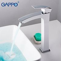 Смеситель высокий для раковины Gappo Jacob G1007-18 белый/хром
