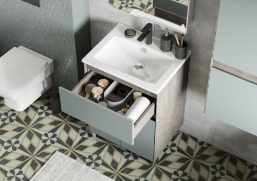 Тумба с раковиной Aquaton Форест 60, 75 Дуб Рошелье/Сумеречный голубой фото 7