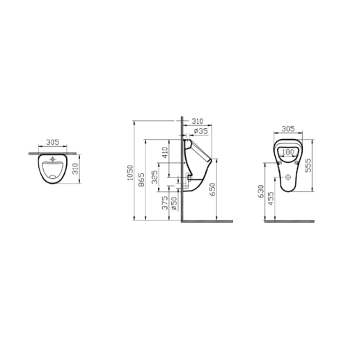 Писсуар Vitra Arkitekt 6202B003-0198, подвод воды сверху фото 2