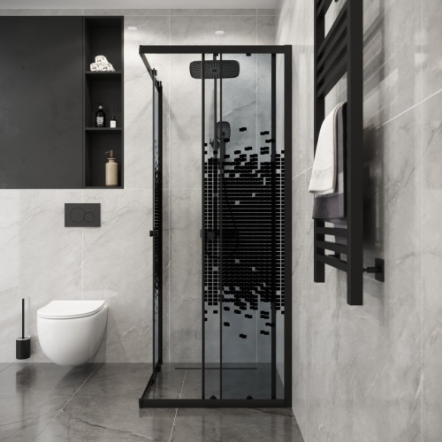 Душевое ограждение Niagara Эко/Eco NG-1008(9, 10)-14QBLACK 80*80, 90*90, 100*100,стекло мозаика фото 4
