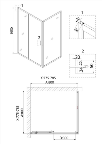 Душевое ограждение Niagara Нова/Nova NG-62-8A-A80 80*80,стекло прозрачное фото 5 Душевое ограждение Niagara Нова/Nova NG-62-8A-A80 80*80,стекло прозрачное фото 5