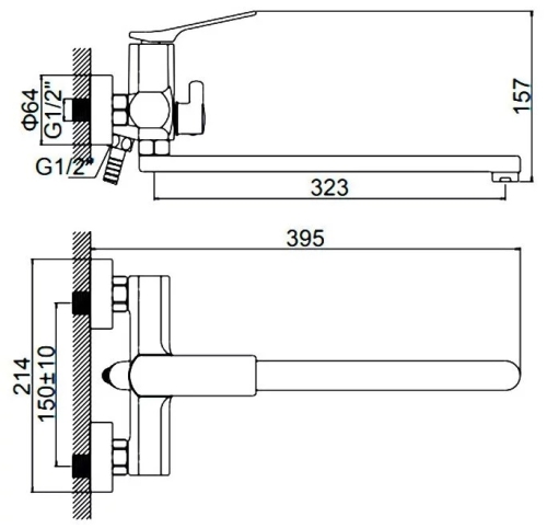 Смеситель с длинным изливом для ванны Ledeme L2275 хром (лейка и шланг в комплекте) фото 3