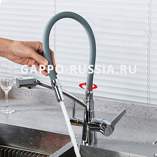 Смеситель для кухни G4398-17 хром-серый фото 5