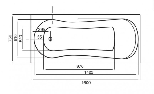 Ванна акриловая Roca Uno 160, 170*75 фото 2