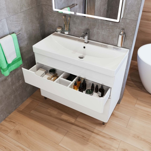 Тумба с раковиной Mirsant Flat 60, 80, 100 напольная фото 8