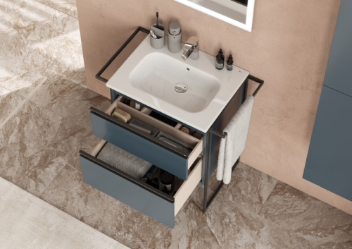 Тумба с раковиной Roca Domi 60, 80 подвесная/напольная, синий матовый фото 8