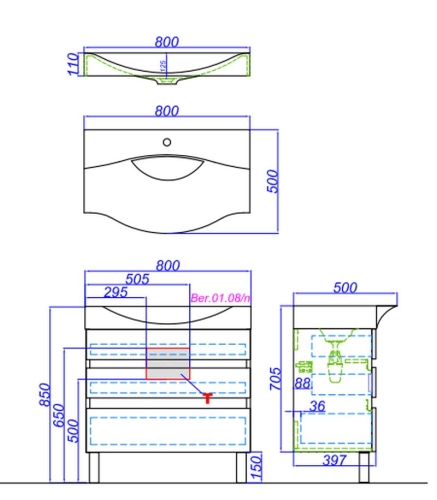 Тумба с умывальником Aqwella Bergamo 80, 100 напольная белая фото 3