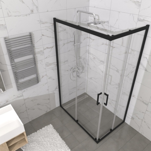 Душевое ограждение Triton Фикс-Блэк 120*80, 120*90 прозрачное стекло фото 5