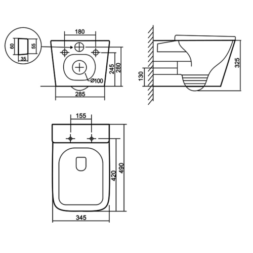 Унитаз подвесной безободковый Azario Cascad M AZ-10002, смыв Торнадо фото 7