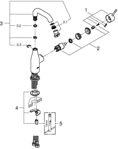 Смеситель для раковины Grohe Essence 23463001, хром фото 2